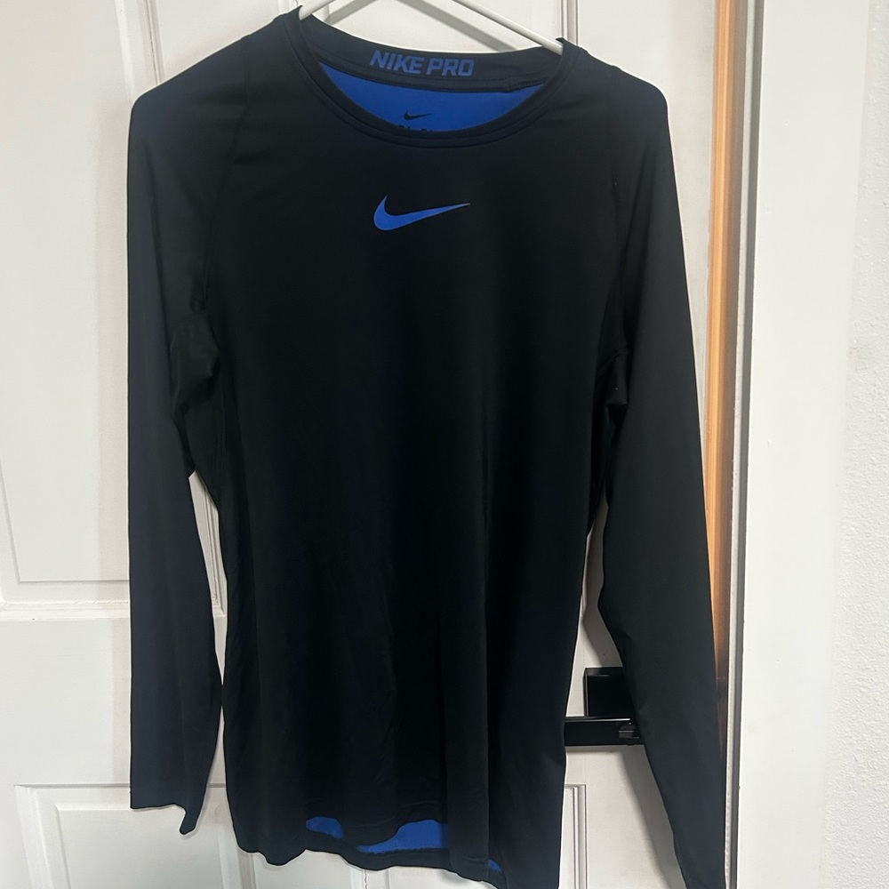 Nike Pro Dri-Fit Fitted Shirt- Black & Blue